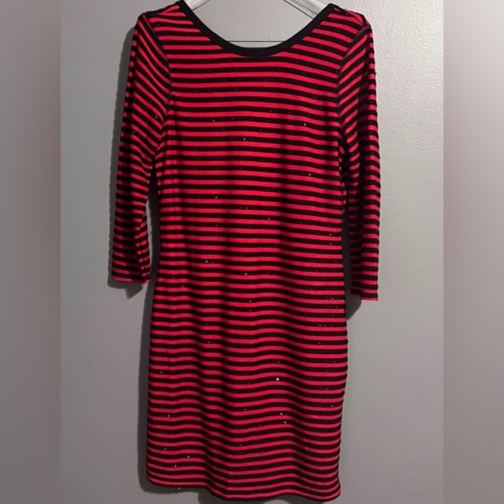 Express black & red stripe sequin mini dress. Size XS